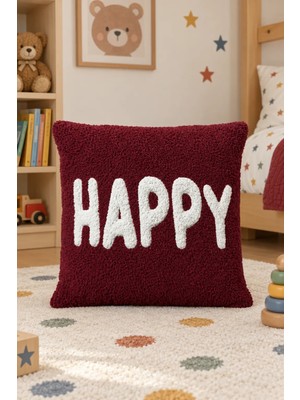 Puff Table Kişiye Özel Isim Yazılı Punch Kırlent Teddy Kumaş Iç Dolgu Dahil 45 x 45