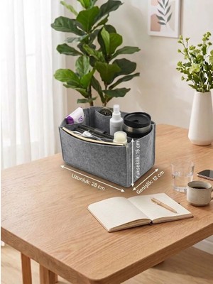 Marjinal W Club Tek Suluklu Çanta İçi Organizer Açık Gri 28x15x12