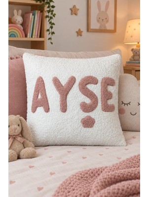 Puff Table Kişiye Özel Isim Yazılı Punch Kırlent Teddy Kumaş Iç Dolgu Dahil 45 x 45