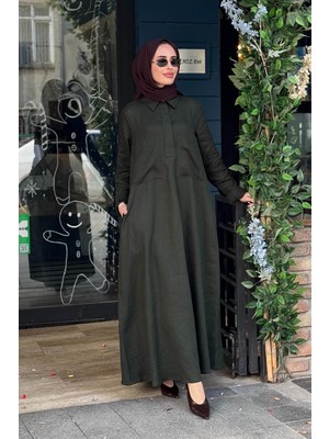 Miss Dalida Keten Elbise 2264260 Haki
