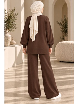 Aymiraa Kadın Tesettür Triko Takım Düğmeli Hırka Geniş Paça Pantolonlu Ikili Takım Salaş Oversize