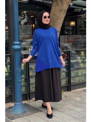 Invee Triko Tunik 7194 Saks Mavi