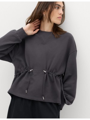 Marks & Spencer Beli Bağcıklı Saf Pamuklu Sweatshirt