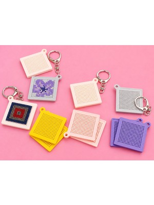 Besing Elmas Mozaik Anahtarlık Seti 42 mm | 2'li Plaka + Metal Anahtarlık | DIY Hobi Kiti