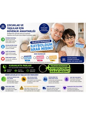 Besing Karanlıkta Parlayan Kişiye Özel Anahtarlık | Yaşlı & Çocuk Güvenlik Anahtarlığı | 3D Baskı