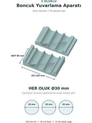 Besing 30 mm 3 Oluklu Boncuk Yuvarlama Aparatı 2 Parça – Clay Bead Roller