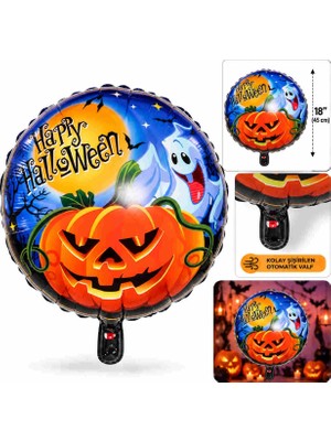 Aslanoğlu Store Mey Ithalat® Hayalet ve Balkabağı Desenli Folyo Balon 18 Inç – 45 cm