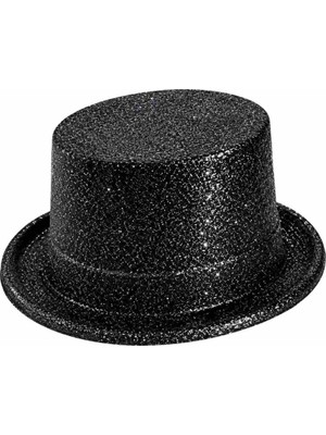 Aslanoğlu Store Mey Ithalat® Siyah Simli Glitter Silindir Parti Şapkası