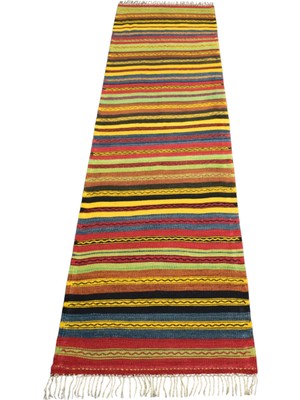 Zehra Abla Halı El Dokuma Benzersiz Ender Çizgili Sivas Yolluk Yün Kilim 7563
