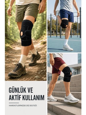 Aslanoğlu Store Patella Destekli Ligamentli Dizlik Ayarlanabilir Cırtlı Silikon Pedli Diz Desteği