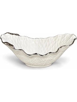 Lamedore Curve Beyaz Sılver Oval Kase 32,5X17X4 cm