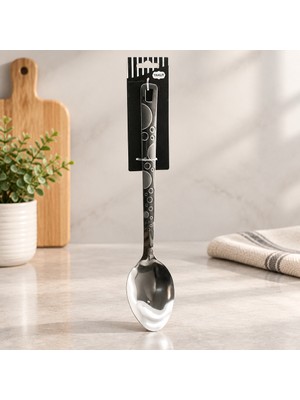 Aslanoğlu Store Çelik Servis Kaşık 36 cm Desenli