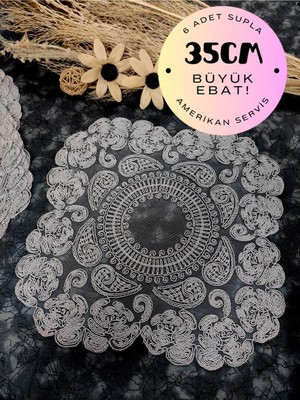SBN - Store Supla, Gri Amerikan Servis 6lı Supla, 6 Adet Supla, 6lı Tabak Altlığı