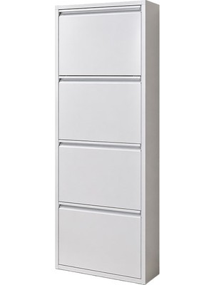 SBN - Store Kaser 9003 Beyaz 4lu  Kılıtlı Metal Ayakkabılık