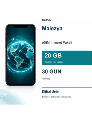SBN - Store Malezya Esım Internet Paketi 20 GB 30 Gün - Nonhkip