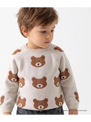 Hellobaby Erkek Bebek Kazak Hayvan Baskılı Bisiklet Yaka Long Sleeve