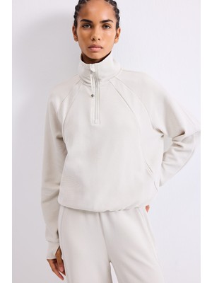 DeFacto Yarım Fermuarlı Dik Yaka Waffle Sporcu Basic Sweatshirt I3631AX26AU