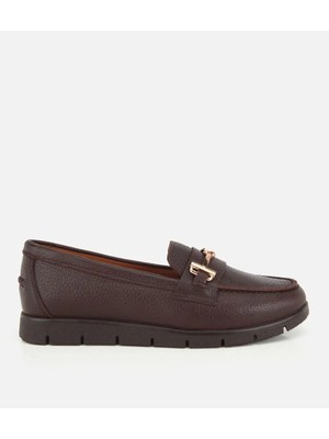 Hotiç 01AYH334710A480 KADIN Deri Kahverengi Zincir Detaylı Comfort Günlük Loafer