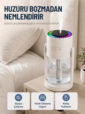 SBN - Store Taşınabilir Hava Nemlendirici LED Işıklı Şeffaf Hazneli Ev Ofis Yatak Odası Nemlendirme Cihazı