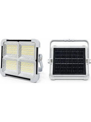 Happy Trend Solar LED Projektör, 3 Renk Işık Modlu Şarjlı Kamp Lambası, USB Girişli Güneş Panelli Acil Durum Işığı İP44