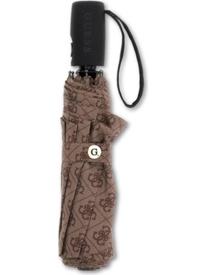 Happy Trend Kadın Monogram Desenli Katlanabilir Şemsiye, Standart, AW5387POL01, Kahverengi