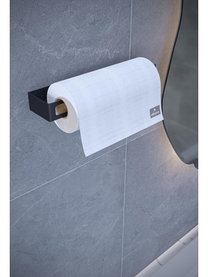 Happy Trend Havluluk – Minimal & Dayanıklı Duvar Tipi Askı | Modern Banyo Kağıt Havlu Tutacağı - Siyah