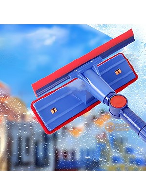 Happy Trend Mini Teleskopik Cam Silme Aparatı - Açı Ayarlı Oynar Başlıklı, Çekpaslı Mikrofiber Cam Silici, Temizleme Yüzeyli Uzayan Saplı Ev, Balkon ve Araç Camı Temizleme Seti