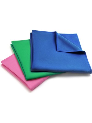 Happy Trend Premium Mikrofiber Cam Bezi Üçlü Set 40X40 cm - Hav ve Iz Bırakmayan Cam Silme Bezi, Deterjansız Sadece Suyla Temizlik, Ayna Ekran Çelik ve Oto Camı Için, Yeşil Mavi Pembe