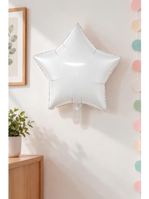 Patladı Gitti Beyaz Yıldız Folyo Balon 45 cm - Bebek Çocuk Parti Kutlama