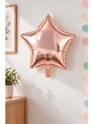 Patladı Gitti Rose Gold Yıldız Folyo Balon 45 cm - Bebek Çocuk Parti Kutlama