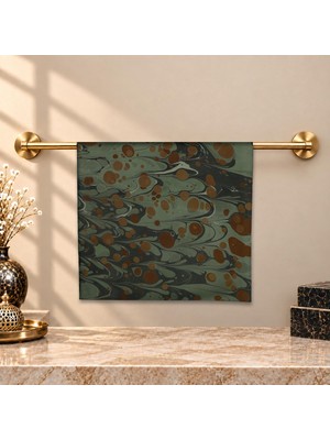 E38 El Işçiliği Kadın Renkli Ebru Eşarp 94*94 cm - 6723