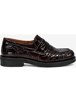 Greyder Kadın Bordo Hakiki Deri Loafer Ayakkabı 6K2UA59452