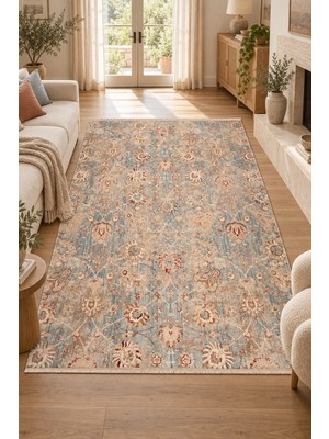 Hann Home Collection Rosına Modern Salon Oturma Odası Koridor Halısı Robot Süpürge Uyumlu Kolay Temizlenebilir Polyester