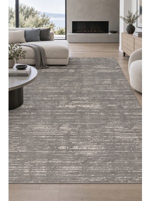 Hann Home Collection Demre Antrasit Modern Dokulu Oturma Odası Salon Robot Süpürge Uyumlu Kolay Temizlenebilir Akrilik Ha