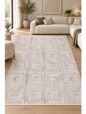 Hann Home Collection Aire Vizon Beyaz Özel Ölçü Salon Oturma Odası Koridor Halısı Robot Süpürge Uyumlu Kolay Temizlenebil