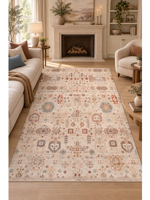 Hann Home Collection Rosına Modern Oturma Odası Salon Halısı Robot Süpürgeye Uyumlu Kolay Temizlenir Polyester Ipeksi Yum