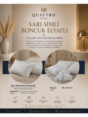 Quattro Home Boncuk Elyaflı Yastık 45X65 cm 900 gr Silikon Boncuk Elyaf Dolgulu Hipoalerjenik Yıkanabilir Uyku Yastığı