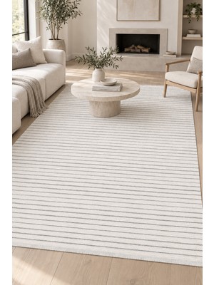 Hann Home Collection Rebra Krem Özel Ölçü Kaymaz Taban Robot Süpürge Uyumlu Oturma Odası Koridor Halısı Kolay Temizlenebi