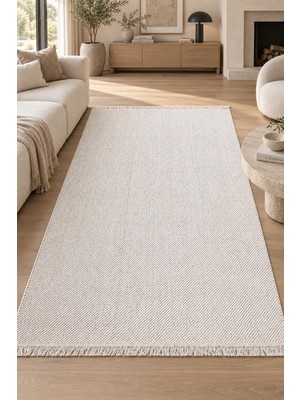 Hann Home Collection Moana Beyaz Bukle Dokuma Özel Ölçü Kolay Temizlenebilir Robot Süpürge Uyumlu Oturma Odası Koridor Ya
