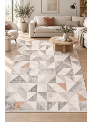 Hann Home Collection Nevel Beyaz Gri Bej Salon Oturma Yatak Odası Halısı Robot Süpürge Uyumlu Kolay Temizlenebilir Akrili