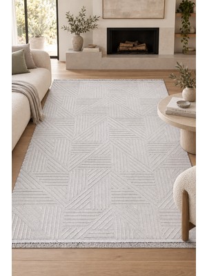 Hann Home Collection Helios Gri Özel Ölçü Salon Oturma Odası Koridor Halısı Robot Süpürge Uyumlu Kolay Temizlenebilir Uyg