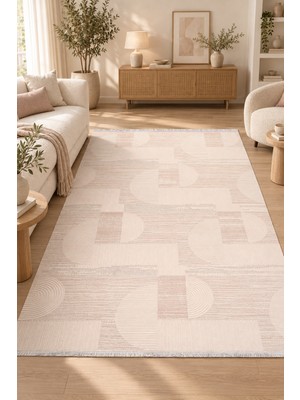 Hann Home Collection Melanor Ekru Krem Oturma Odası Salon Mutfak Koridor Robot Süpürge Uyumlu Kolay Temizlenebilir Yumuşa