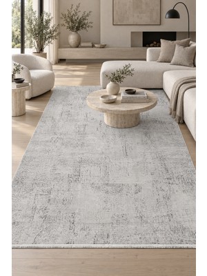 Hann Home Collection Vonal Gri Bej Özel Ölçü Salon Oturma Yatak Odası Halısı Robot Süpürge Uyumlu Kolay Temizlenebilir Po