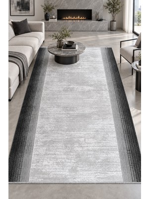 Hann Home Collection Lenox Gri Antrasit Salon Oturma Odası Halısı Robot Süpürge Uyumlu Kolay Temizlenir Özel Ölçü Modern