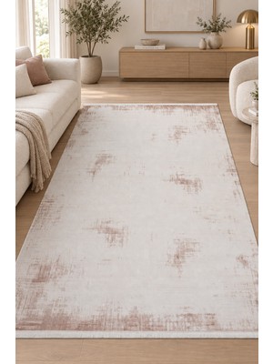 Hann Home Collection Celus Vizon Krem Özel Ölçü Salon Oturma Odası Koridor Halısı Robot Süpürge Uyumlu Akrilik Kolay Temi