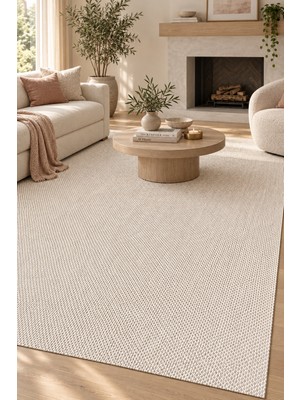 Hann Home Collection Ulıma Vizon Krem Özel Ölçü Sisal Görünümlü Mutfak Koridor Halısı Kaydırmaz Robot Süpürge Uyumlu Kola