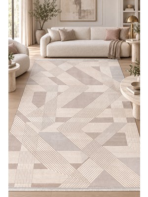 Hann Home Collection Ceyma Vizon Kahve Modern Salon Oturma Odası Halısı Robot Süpürge Uyumlu Kolay Temizlenebilir Yüksek