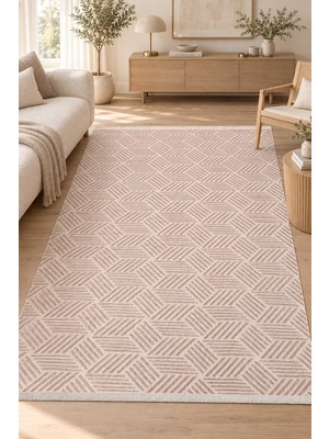 Hann Home Collection Finez Modern Oturma Odası Salon Vizon Ekru Akrilik Halı Robot Süpürge Uyumlu Kolay Temizlenebilir