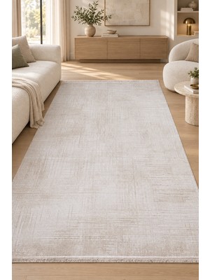Hann Home Collection Aymeri Krem Vizon Özel Ölçü Salon Oturma Odası Koridor Halısı Robot Süpürge Uyumlu Kolay Temizlenebi