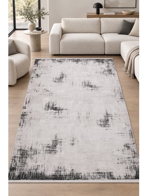 Hann Home Collection Celus Bej Antrasit Özel Ölçü Salon Oturma Odası Koridor Halısı Robot Süpürge Uyumlu Kolay Temizleneb